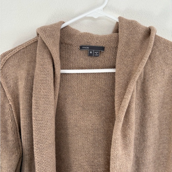 VINCE Sophie Yak-Wool Hooded Cardigan in Wheat Tann - Picture 3 of 9